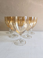 Load image into Gallery viewer, Amber Iridescent Stemmed Glasses  #42504
