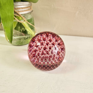 Cranberry Bubble Glass Paperweight 42107