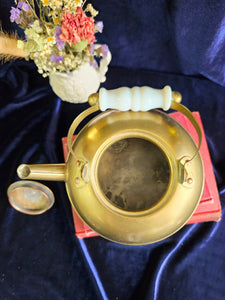 Small Brass Teapot with Milk Glass Handle  42508