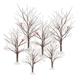 DEPARTMENT 56 VILLAGE ACCESSORIES BARE BRANCH TREES SET OF 6