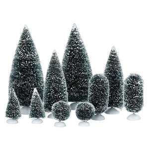 DEPARTMENT 56 VILLAGE ACCESSORIES BAG-O-FROSTED TOPIARIES. 10 PIECES-+