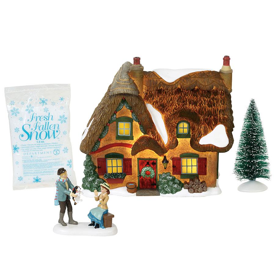 DEPARTMENT 56 DICKENS VILLAGE SILVER SERIES BROOKSHIRE COTTAGE BOX SET OF 4